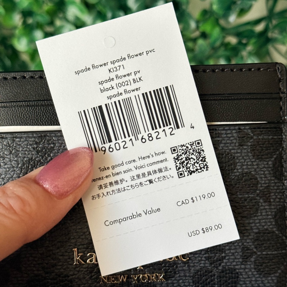 Kate Spade New York Black Spade Floral Card Holder NWT - Picture 3 of 3